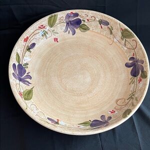 Hand-Painted Floral Serving Platter - Purple & Cream